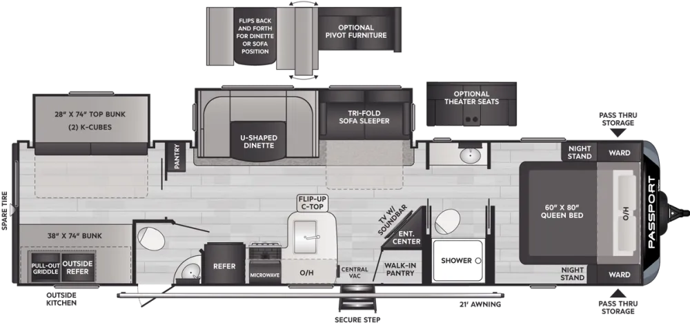 Floorplan of RV model 3352BH