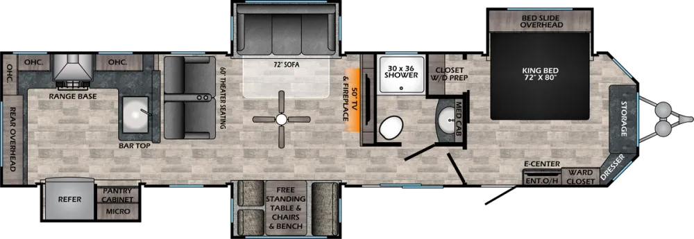 Floorplan of RV model HP380RKS