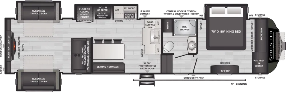 Floorplan of RV model 3530DEN