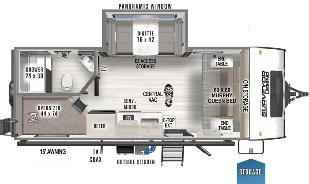 Floorplan of RV model 19MDBLE