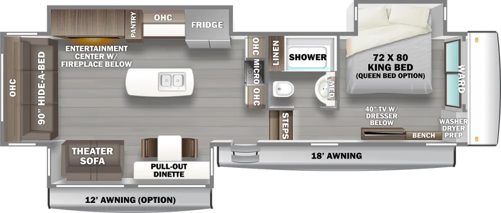 Floorplan of RV model 3670RL