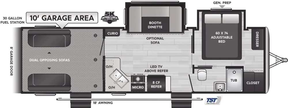 Floorplan of RV model 29V