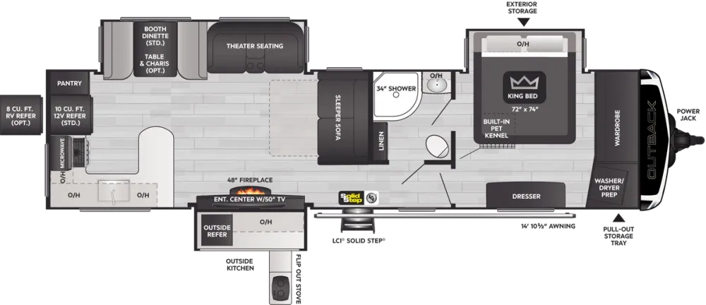 Floorplan of RV model 332ML