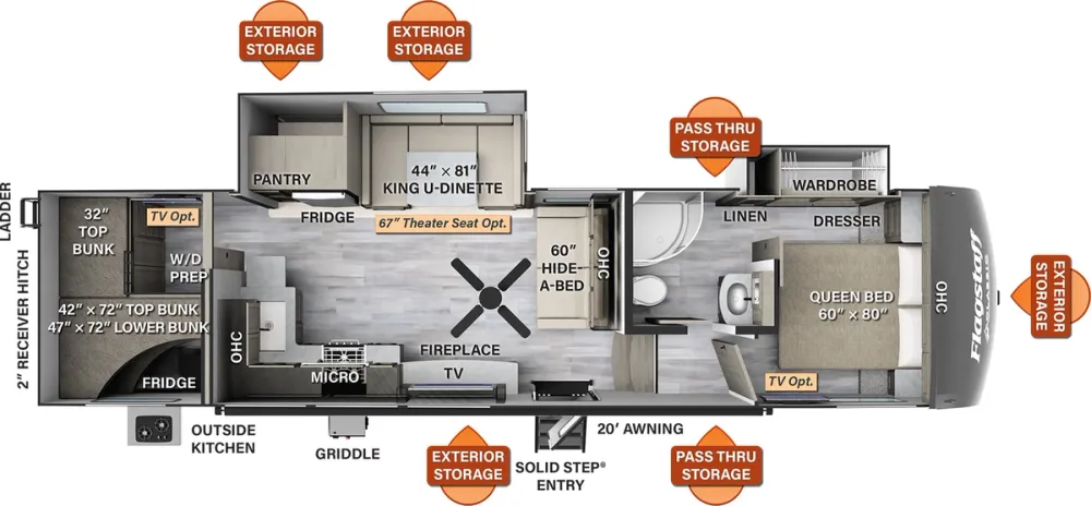 Floorplan of RV model 529BH