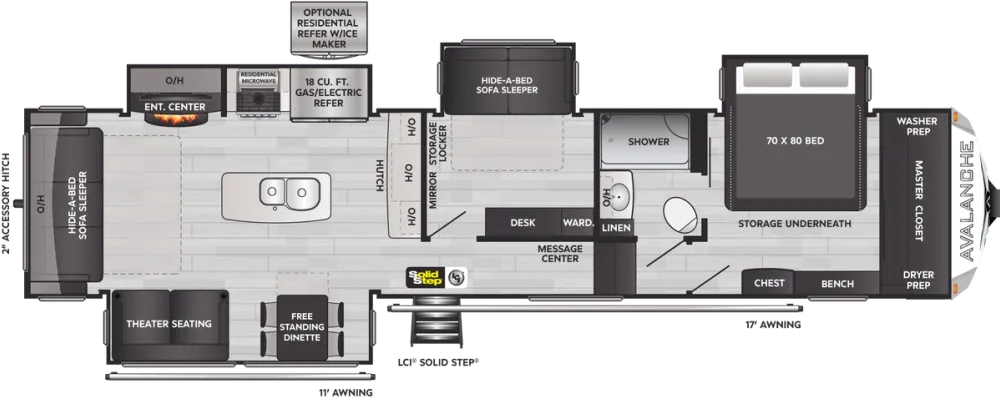 Floorplan of RV model 372MB