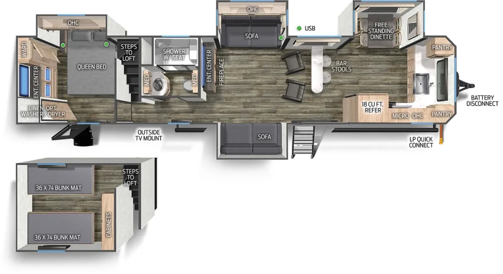 Floorplan of RV model 39SR