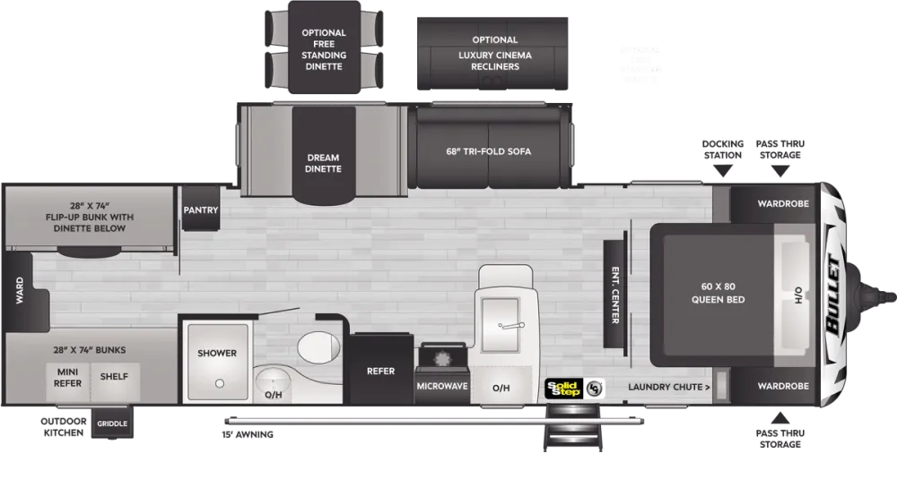 Floorplan of RV model 287QBS