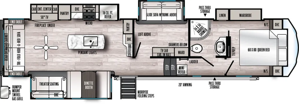 Floorplan of RV model 3660MB