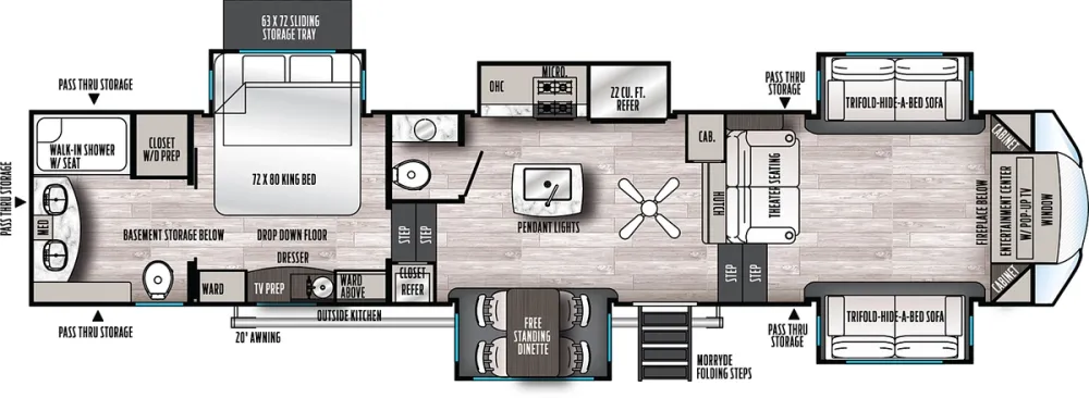 Floorplan of RV model 391FLRB