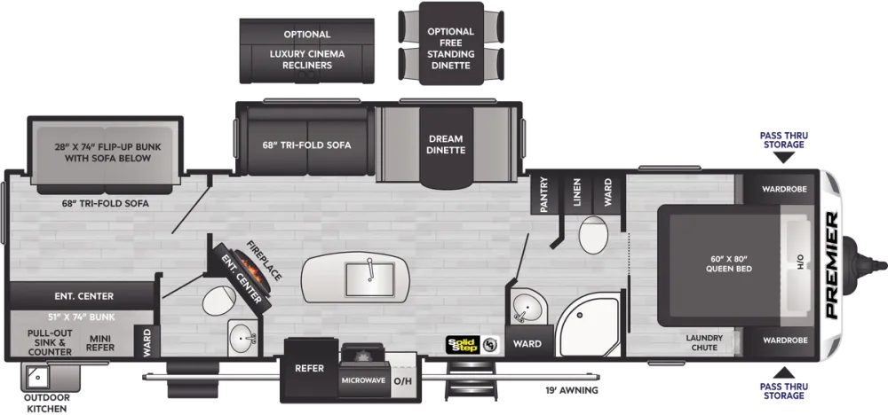 Floorplan of RV model 33BKPR