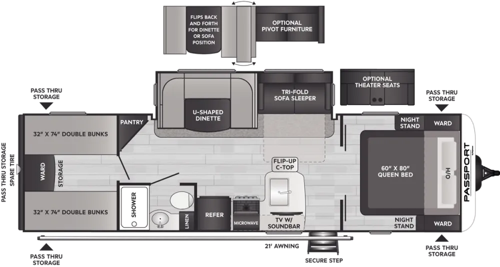 Floorplan of RV model 282QB