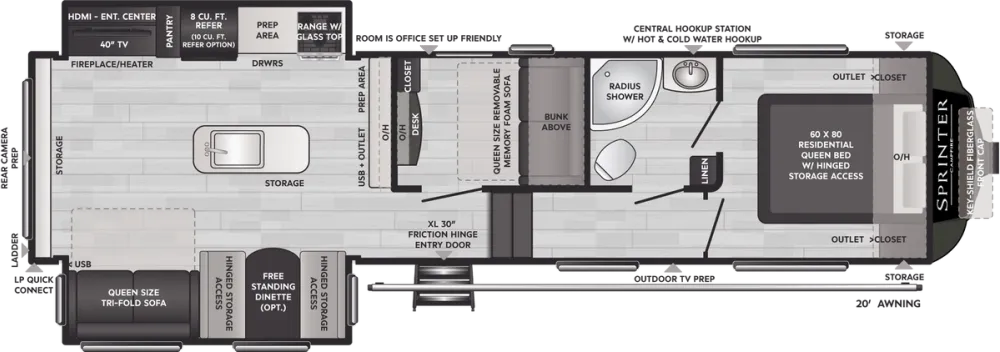 Floorplan of RV model 31MB