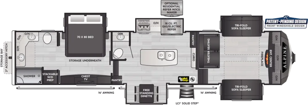 Floorplan of RV model 3700FL