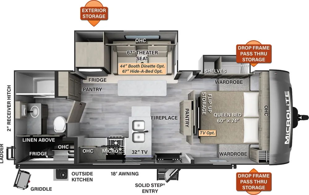 Floorplan of RV model 25BSDS