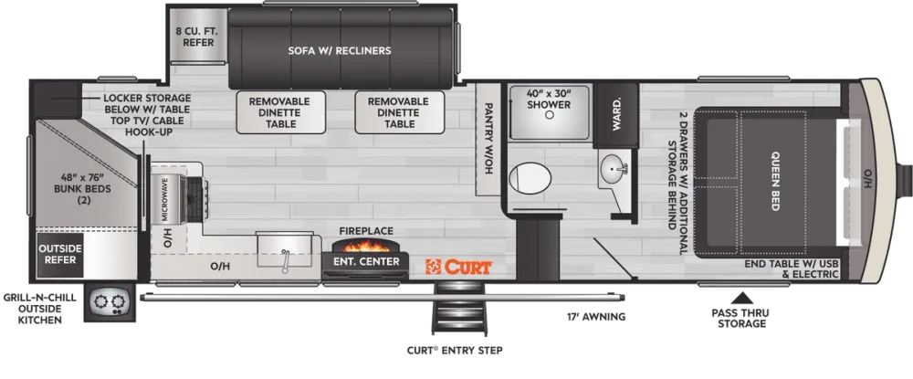 Floorplan of RV model 3370BH