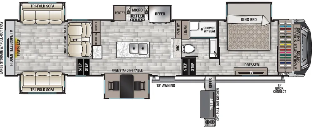 Floorplan of RV model 375RD