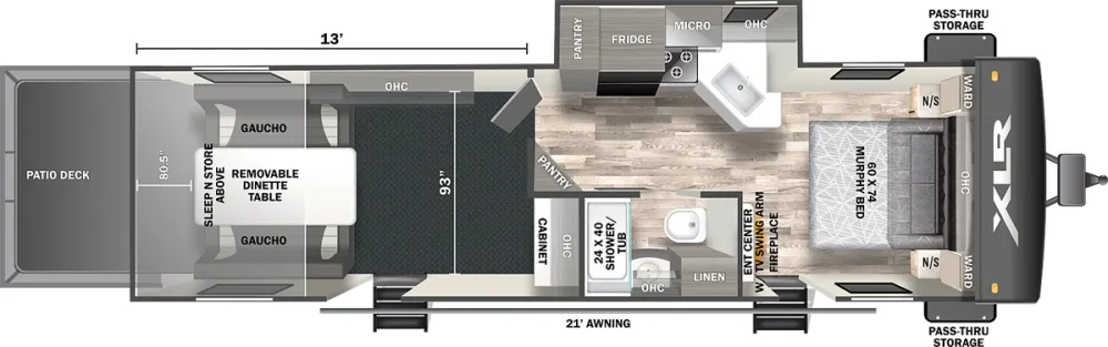 Floorplan of RV model 29XLRE