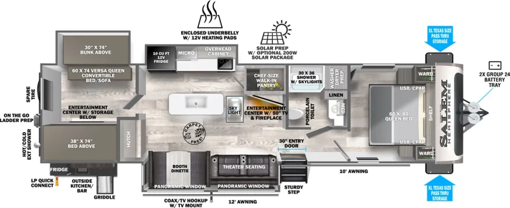 Floorplan of RV model 310BHI