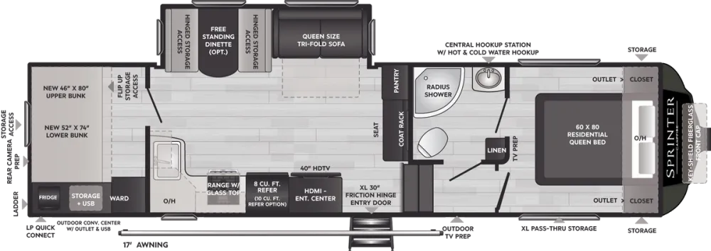 Floorplan of RV model 29BH