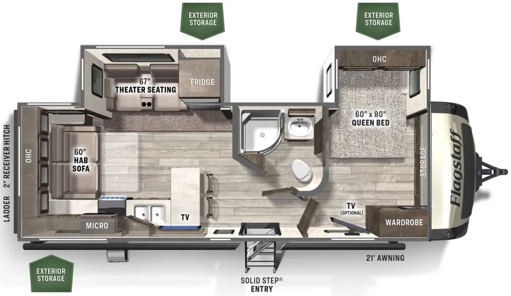 Floorplan of RV model 26RLBS