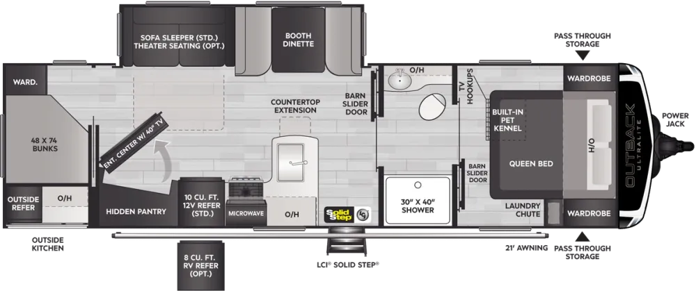 Floorplan of RV model 291UBH