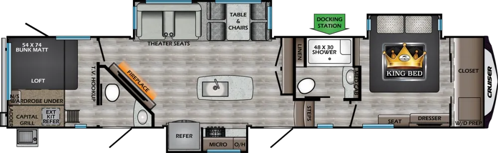 Floorplan of RV model CR3851BL