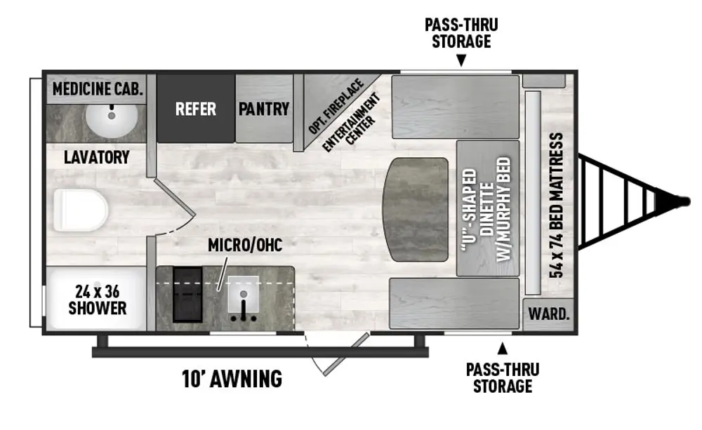 Floorplan of RV model 162RBU