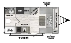 Floorplan of RV model 162RBU