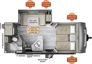 Floorplan of RV model 22TBS