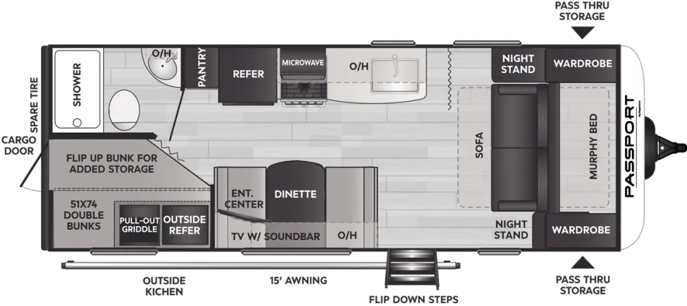 Floorplan of RV model 219BHWE