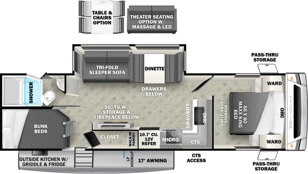 Floorplan of RV model 269DBX