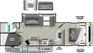 Floorplan of RV model 269DBX