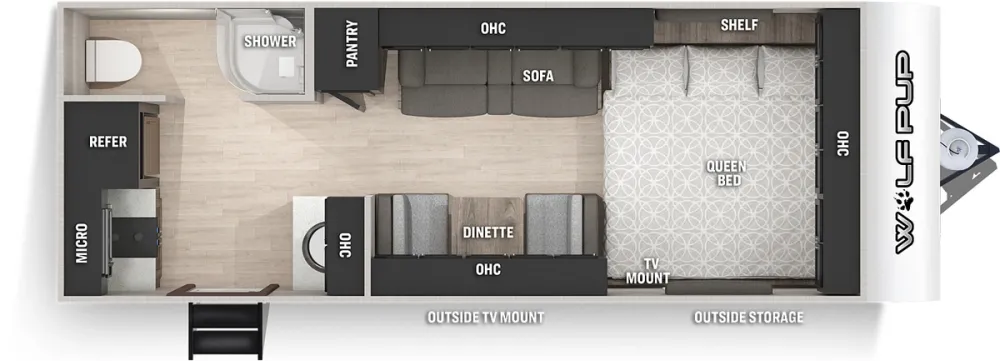 Floorplan of RV model 16HE