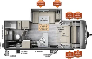 Floorplan of RV model 25BDS