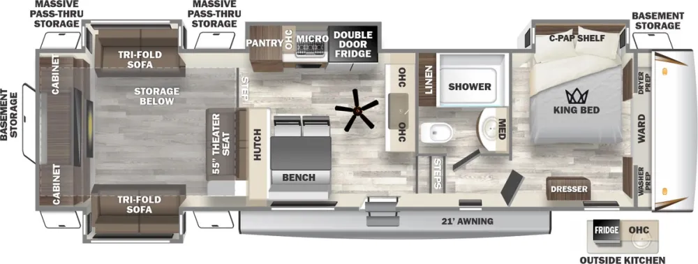 Floorplan of RV model 350RL