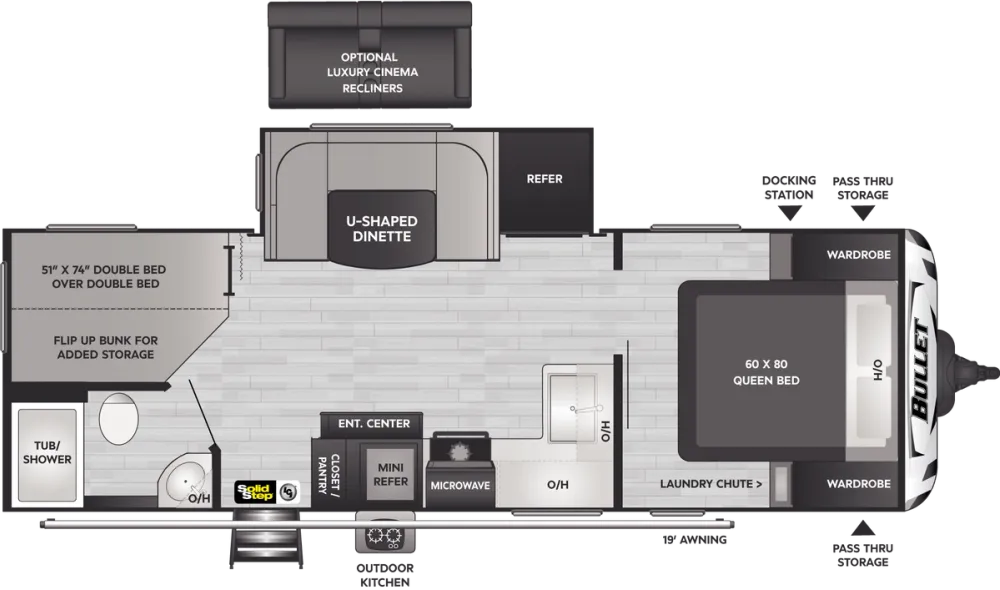 Floorplan of RV model 250BHS