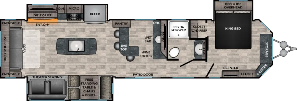 Floorplan of RV model HP374BAR