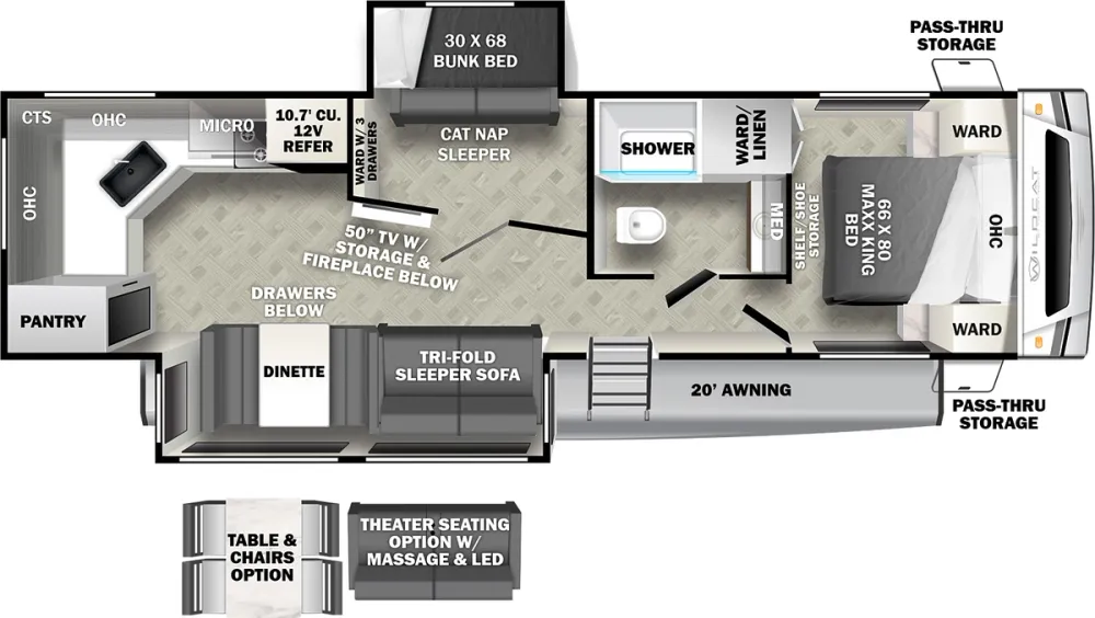 Floorplan of RV model 303MBX