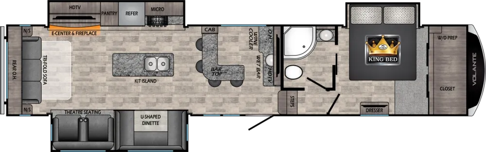 Floorplan of RV model VL370BR