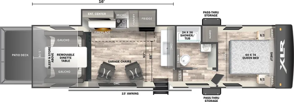 Floorplan of RV model 335XLRE