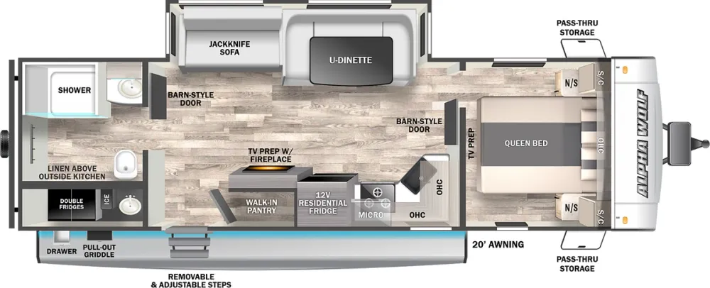 Floorplan of RV model 26RB-L