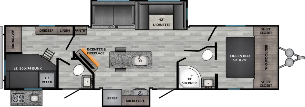 Floorplan of RV model ZR330BH