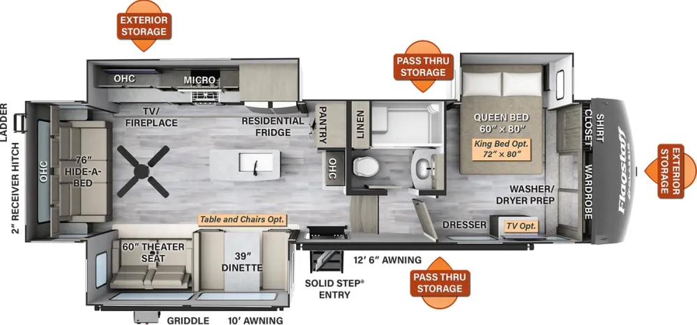 Floorplan of RV model 8529RLBS