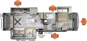 Floorplan of RV model 8529RLBS