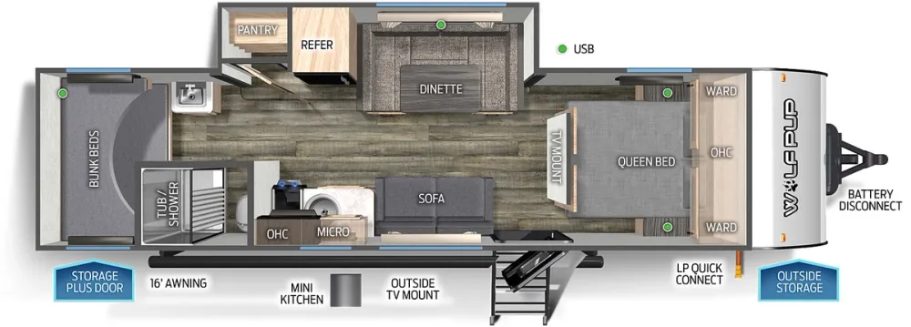 Floorplan of RV model 25JB