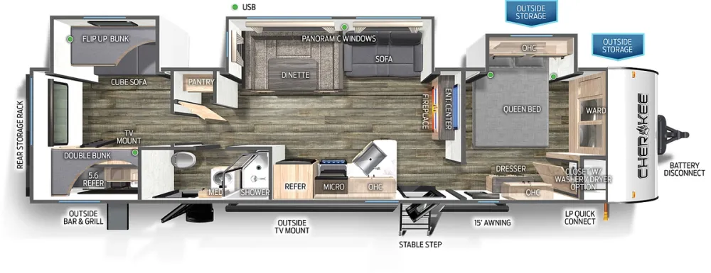 Floorplan of RV model 324TS