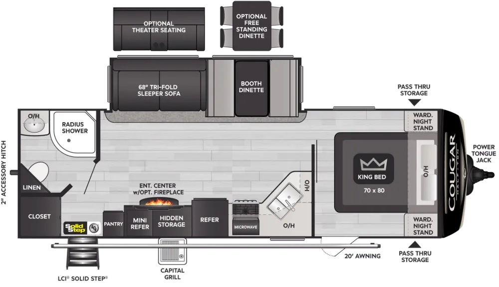 Floorplan of RV model 26RBSWE