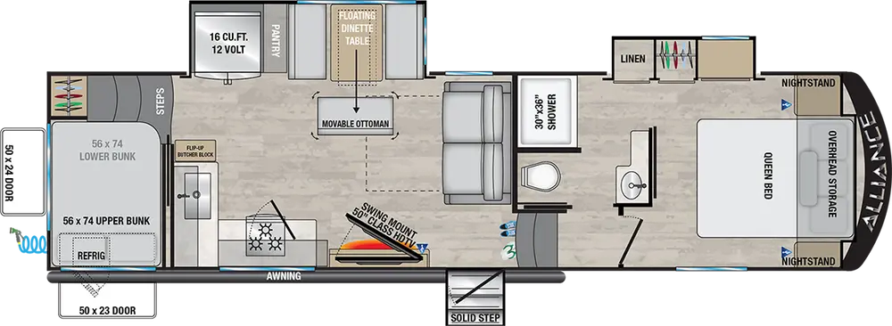 Floorplan of RV model 31BHS