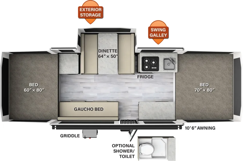 Floorplan of RV model 2318G