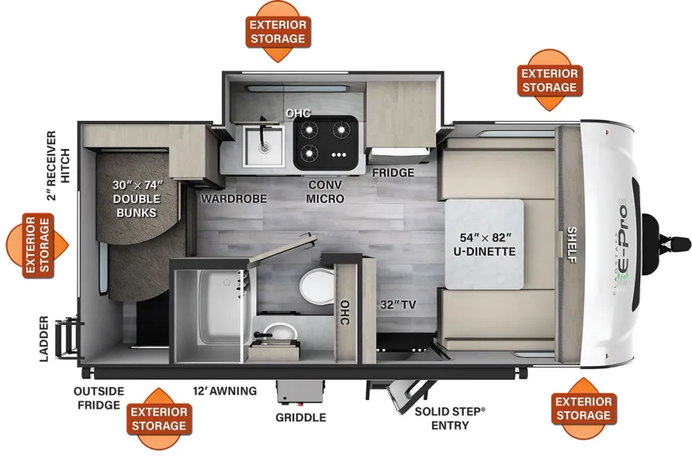 Floorplan of RV model E16BH